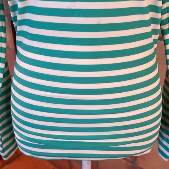 J. Crew Long Sleeve Rash Guard, Green and White Stripe, size M - Picture 3 of 9